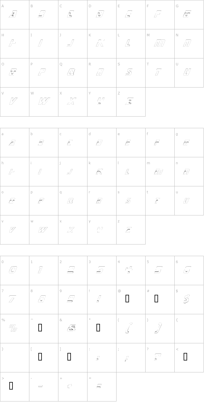 Character Map MarinerOutline Font