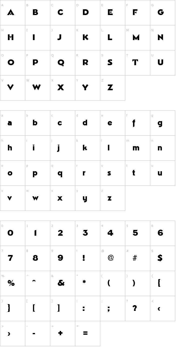 Character Map MarioBecker-Heavy Font