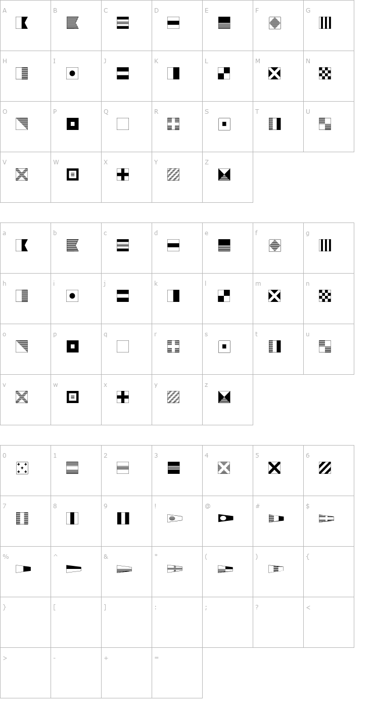 Character Map Maritime Flags Font
