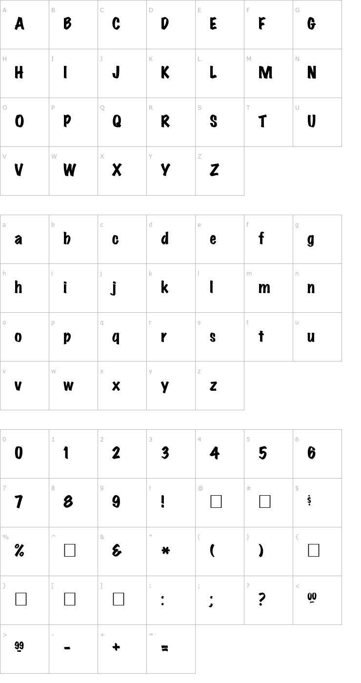 Character Map MarkerFeltWide Regular Font