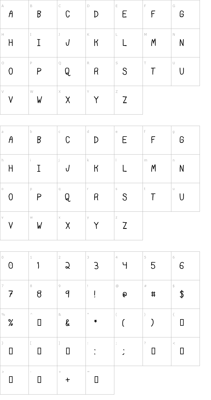 Character Map Markerz Font