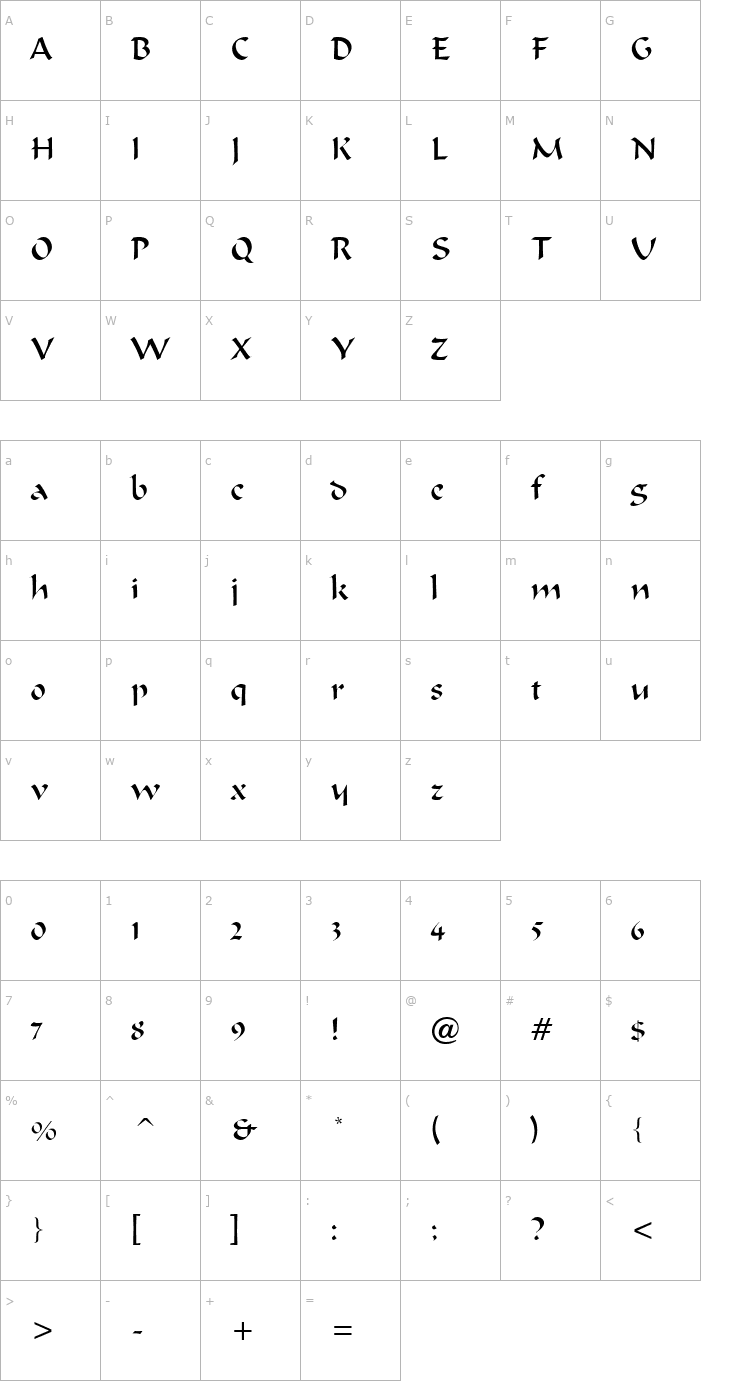 Character Map Marlin Thin Normal Font