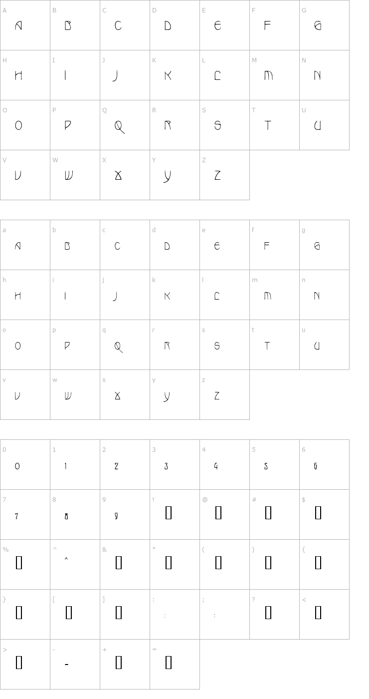Character Map MarloweCondensed Font