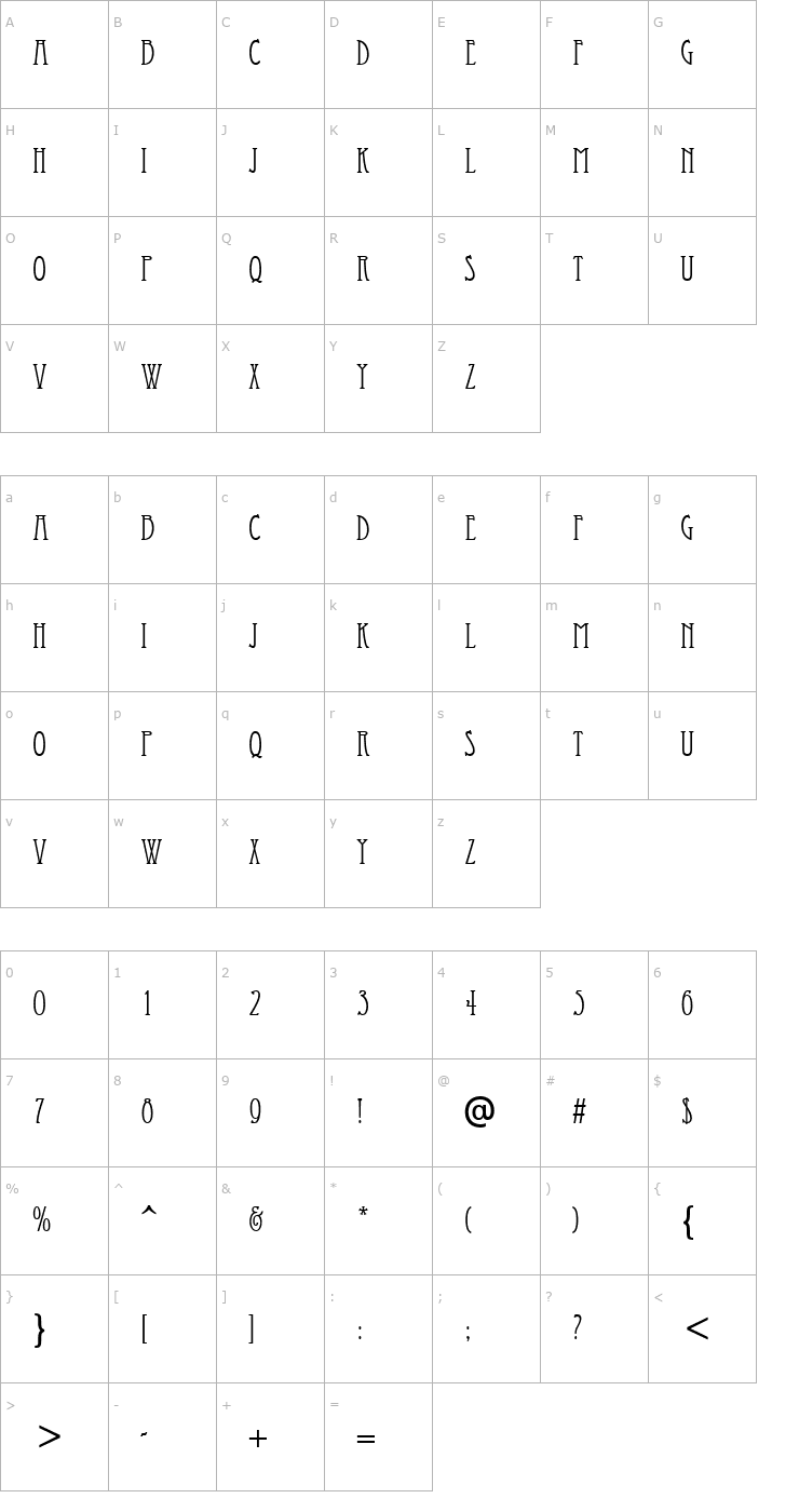 Character Map Marner Font