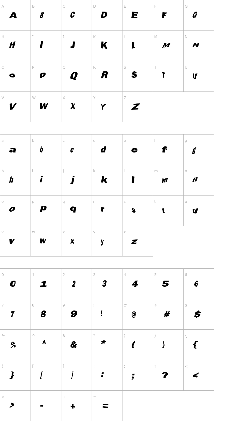 Character Map Marola Font
