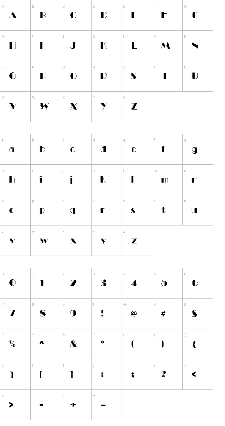 Character Map MarqueeEngraved Regular Font