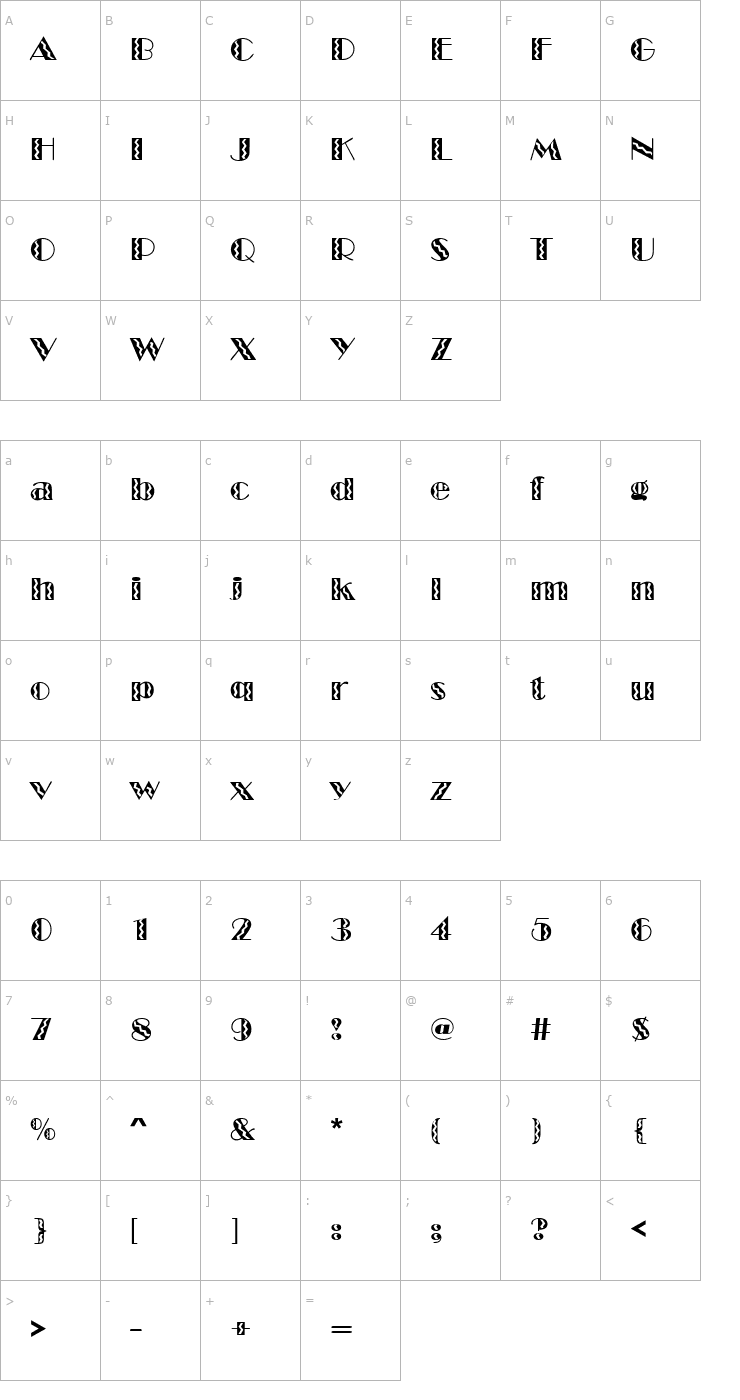 Character Map MarqueeFlash Font