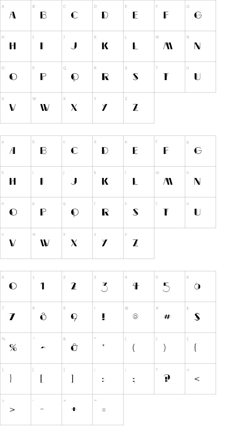 Character Map MarqueeMieux Regular Font