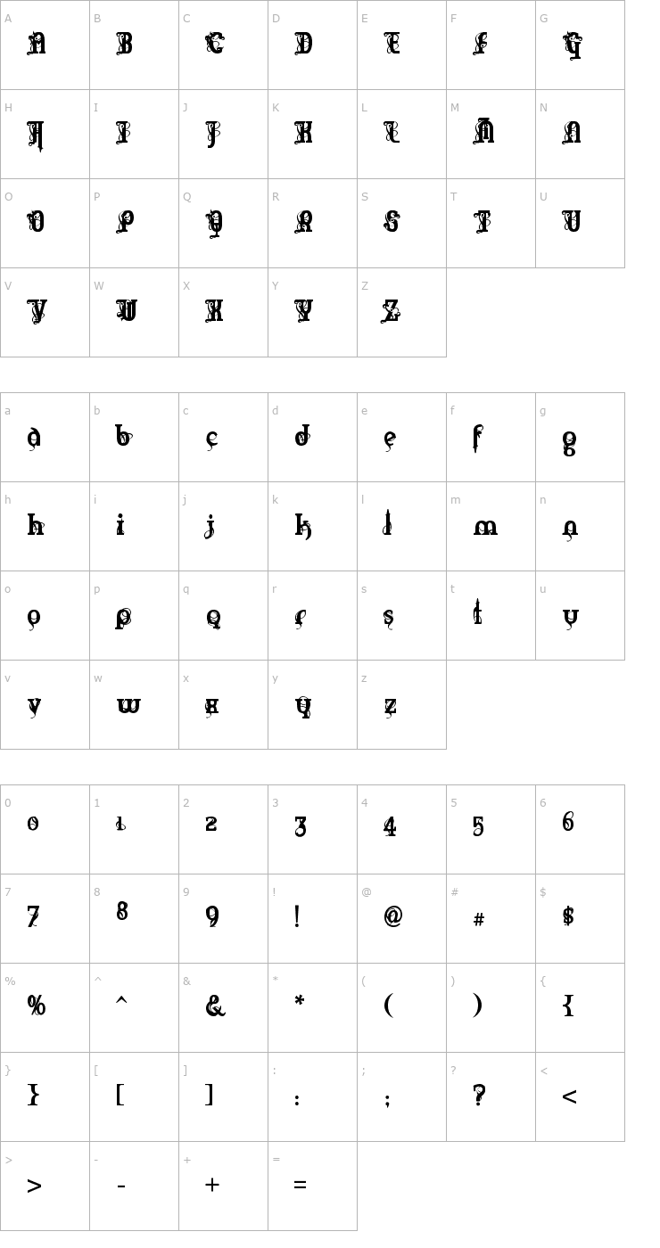 Character Map Marquis De Sade Font