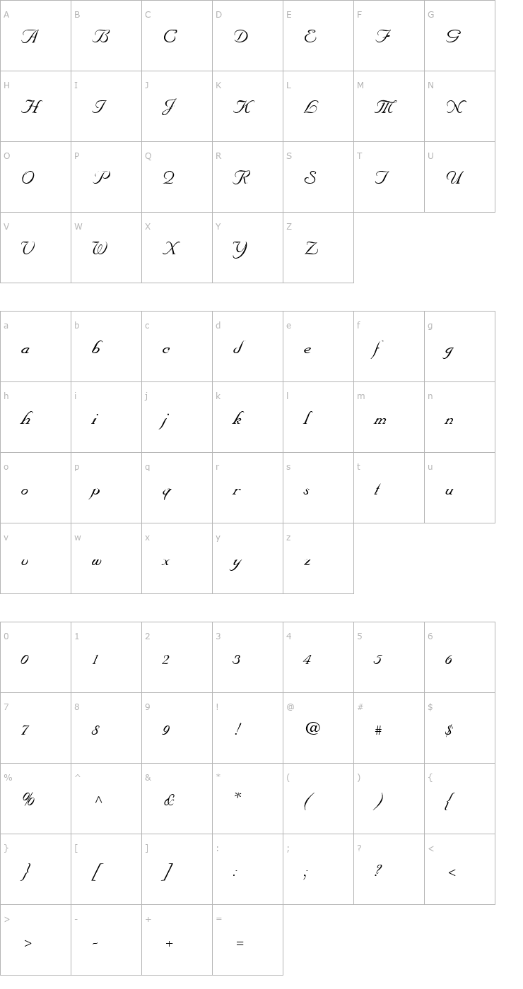 Character Map Marriage Script Normal Font