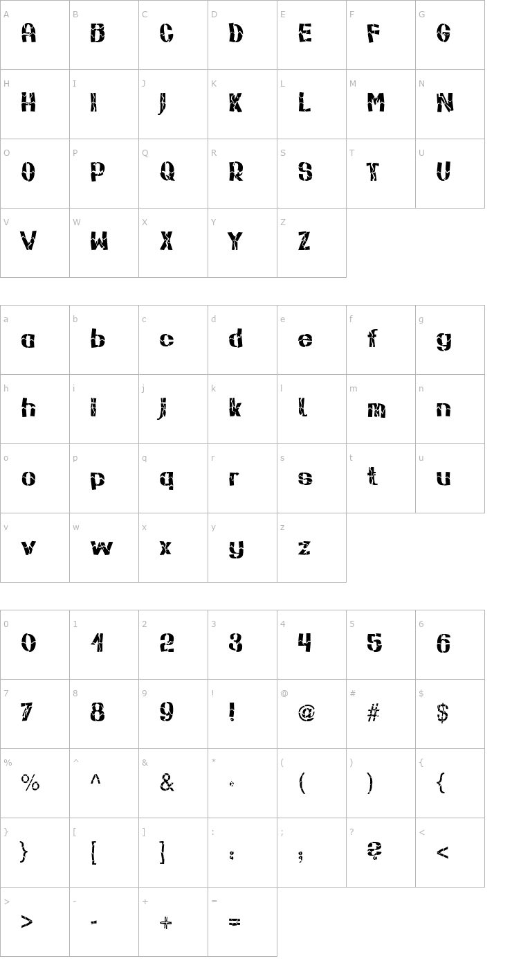 Character Map Marsh Becker Font