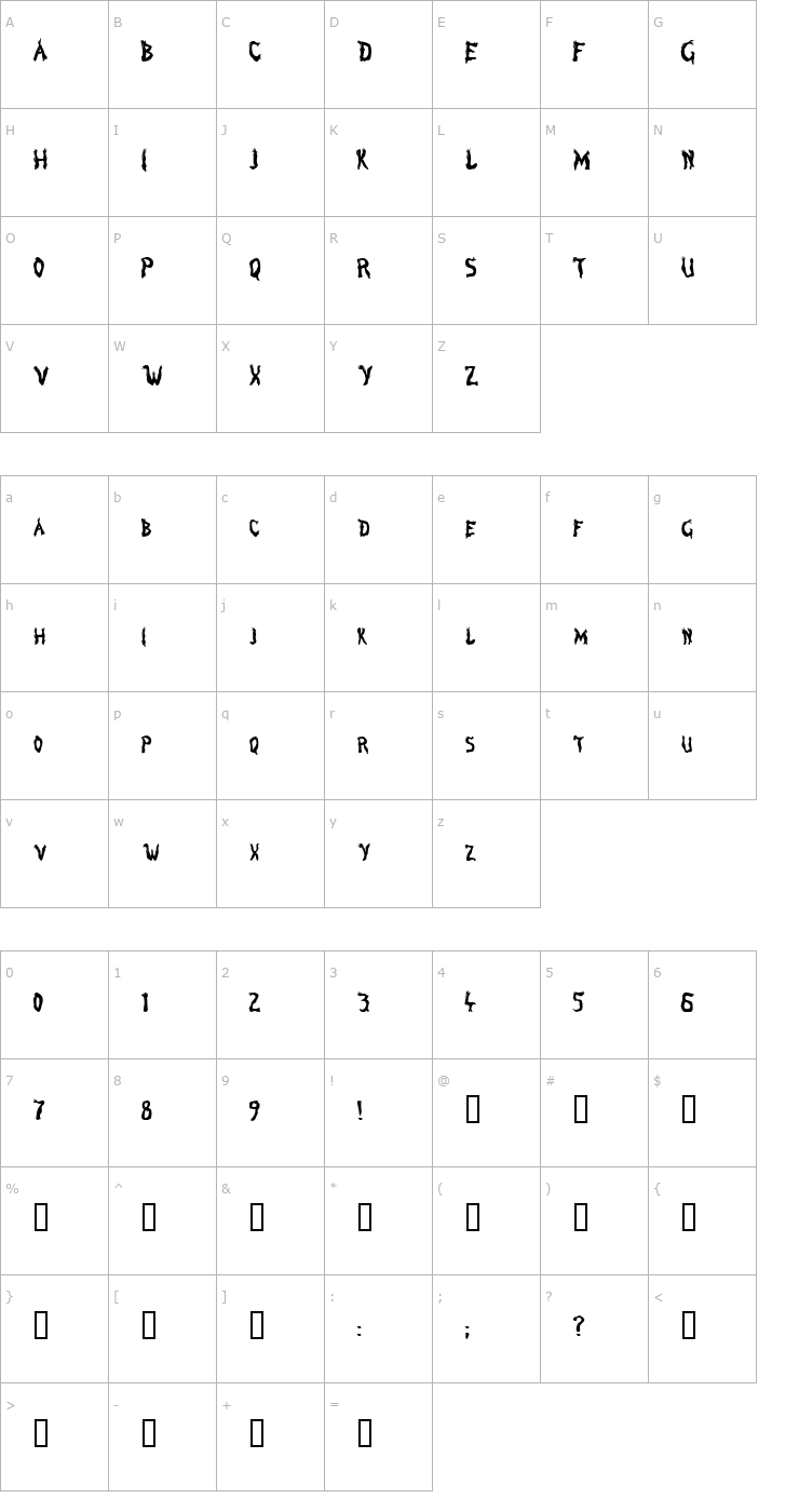 Character Map Marsh Gas Font