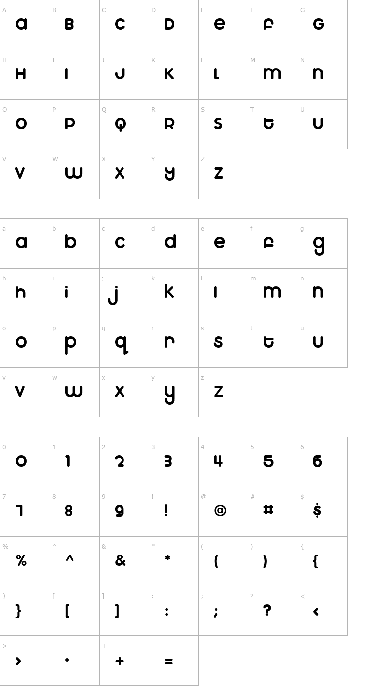 Character Map Marshmallow-Regular Font