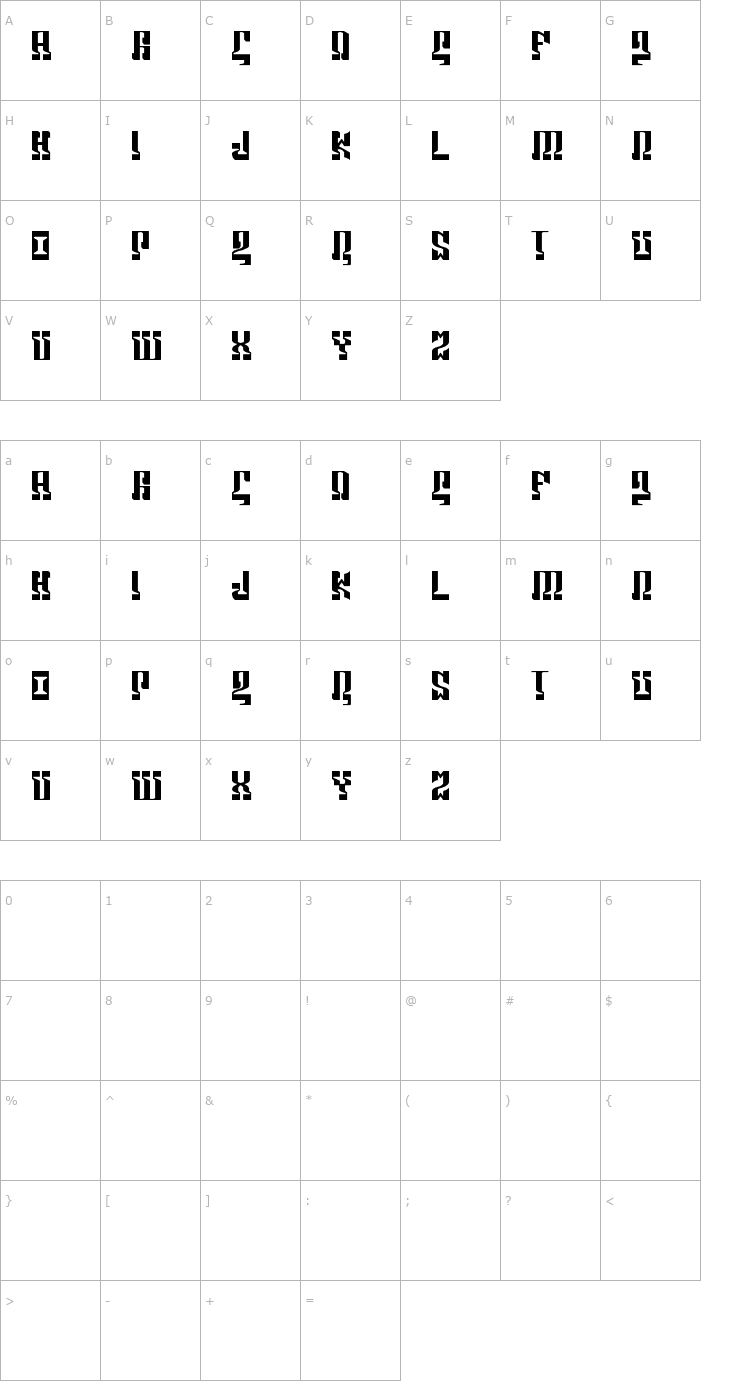 Character Map MARSHOSBN Font