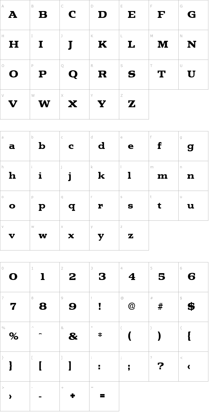 Character Map MartinBecker-ExtraBold Font