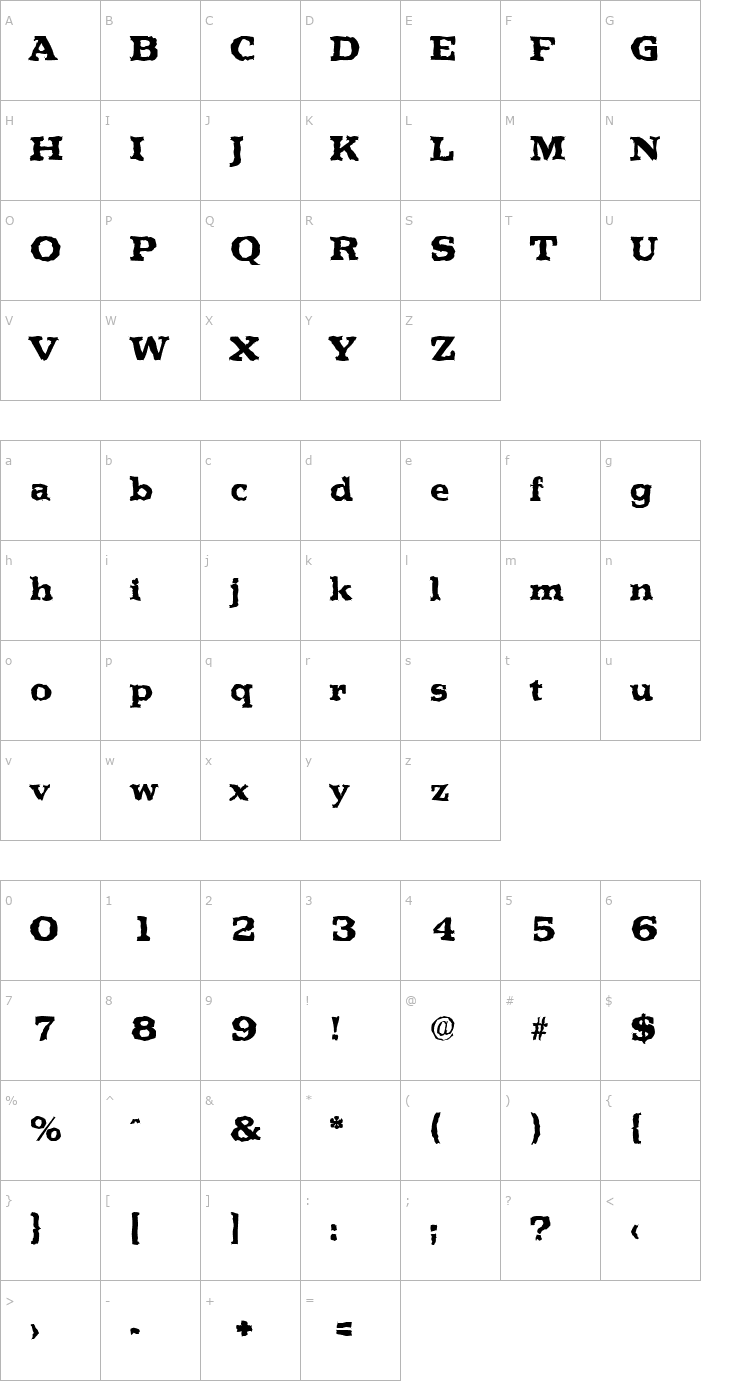 Character Map MartinBeckerRandom-ExtraBold-Regular Font