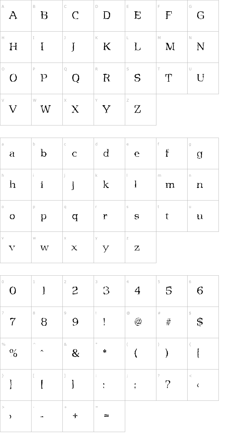 Character Map MartinBeckerRandom-Light-Regular Font