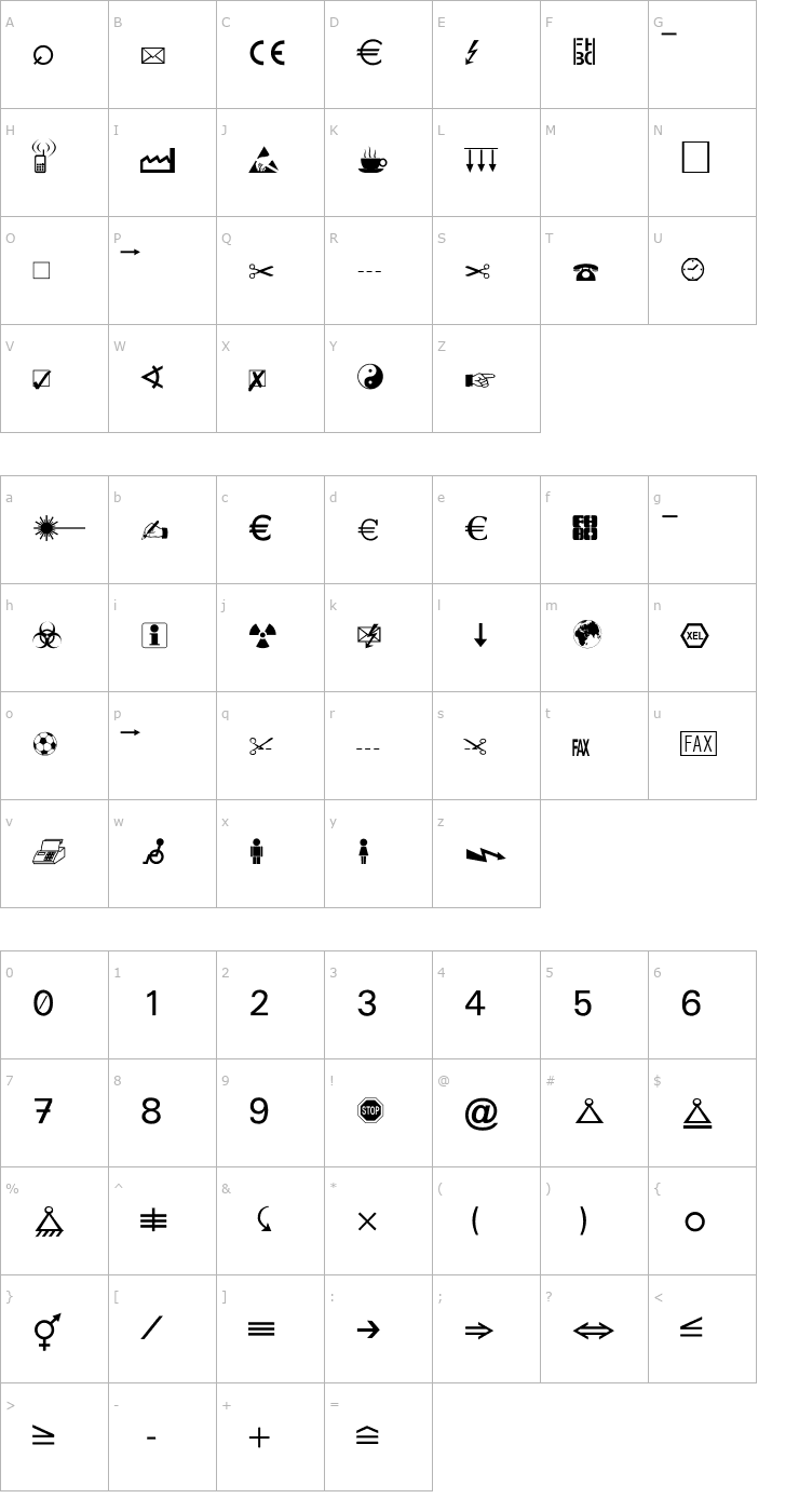 Character Map MarVoSym Font