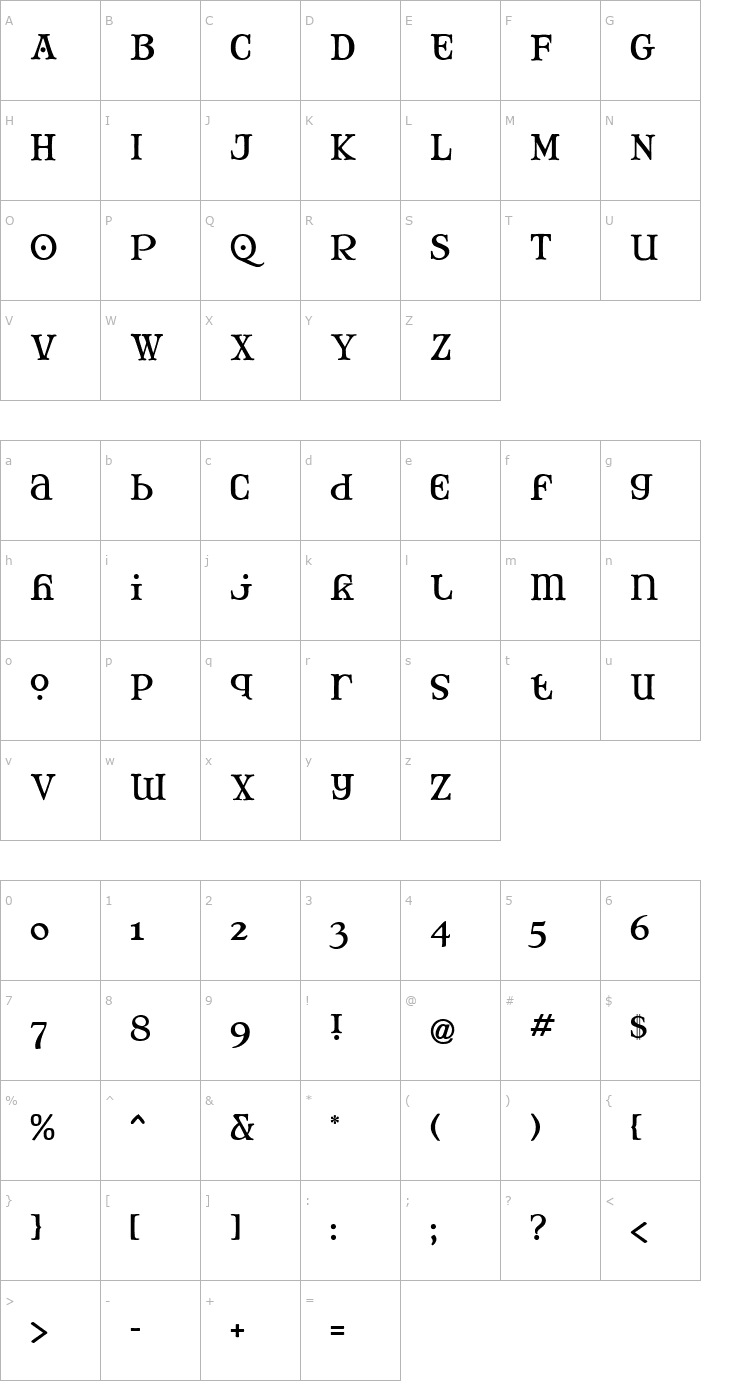 Character Map Mary Jane Tankard Font