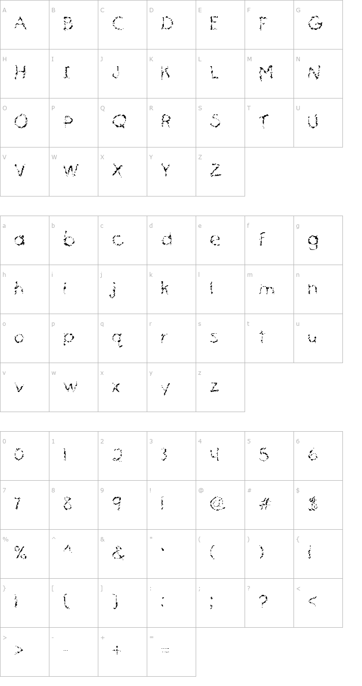 Character Map Mascara Mistake Font