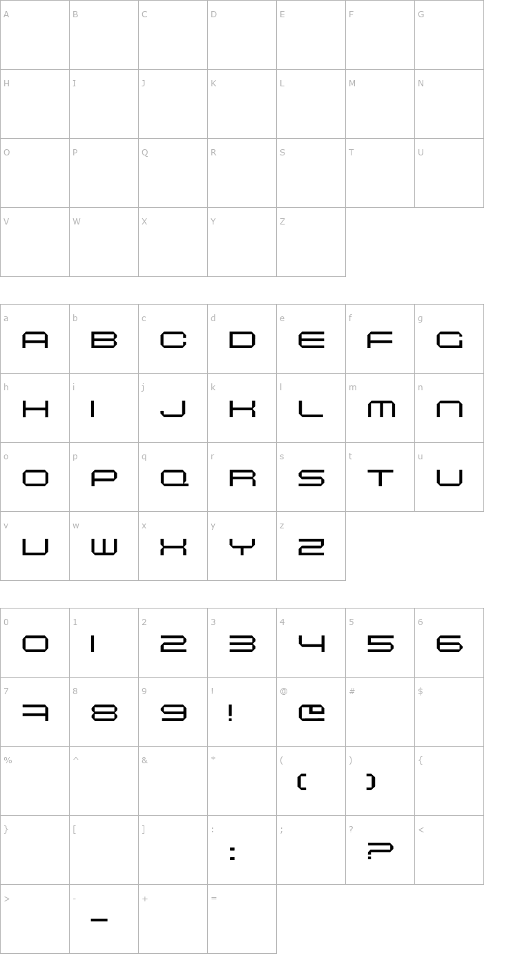 Character Map Maschinen ExtendedLight Font