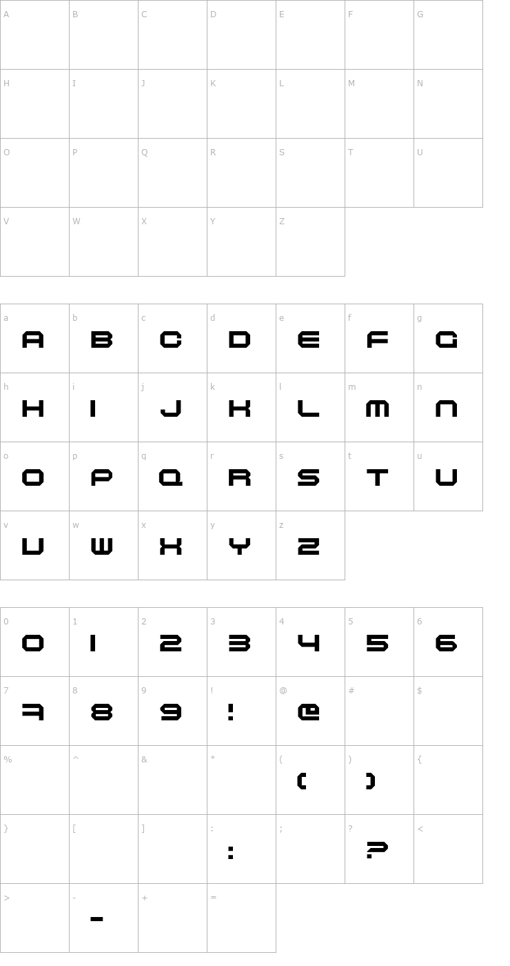Character Map Maschinen Font