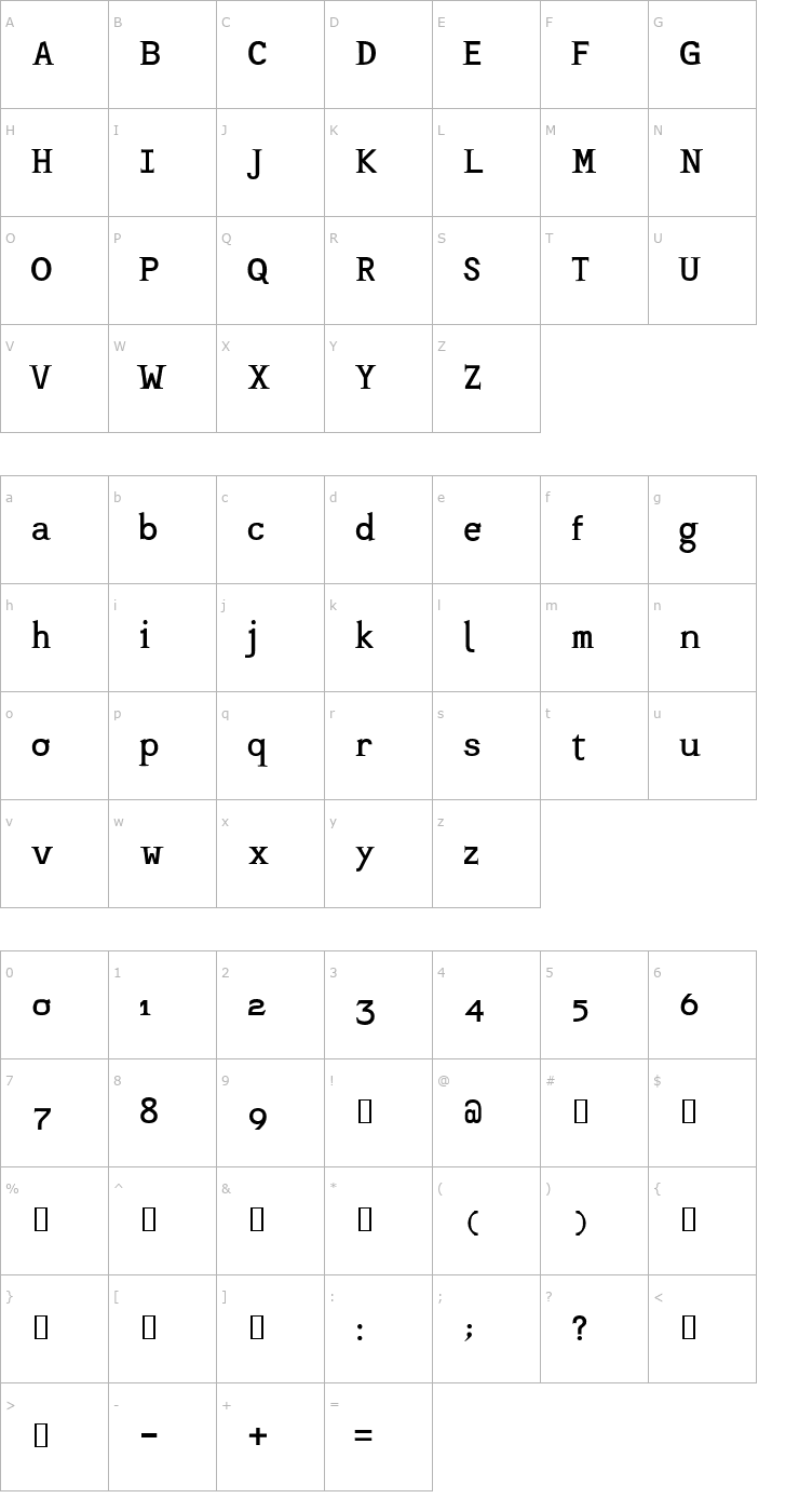 Character Map Mashburn Font