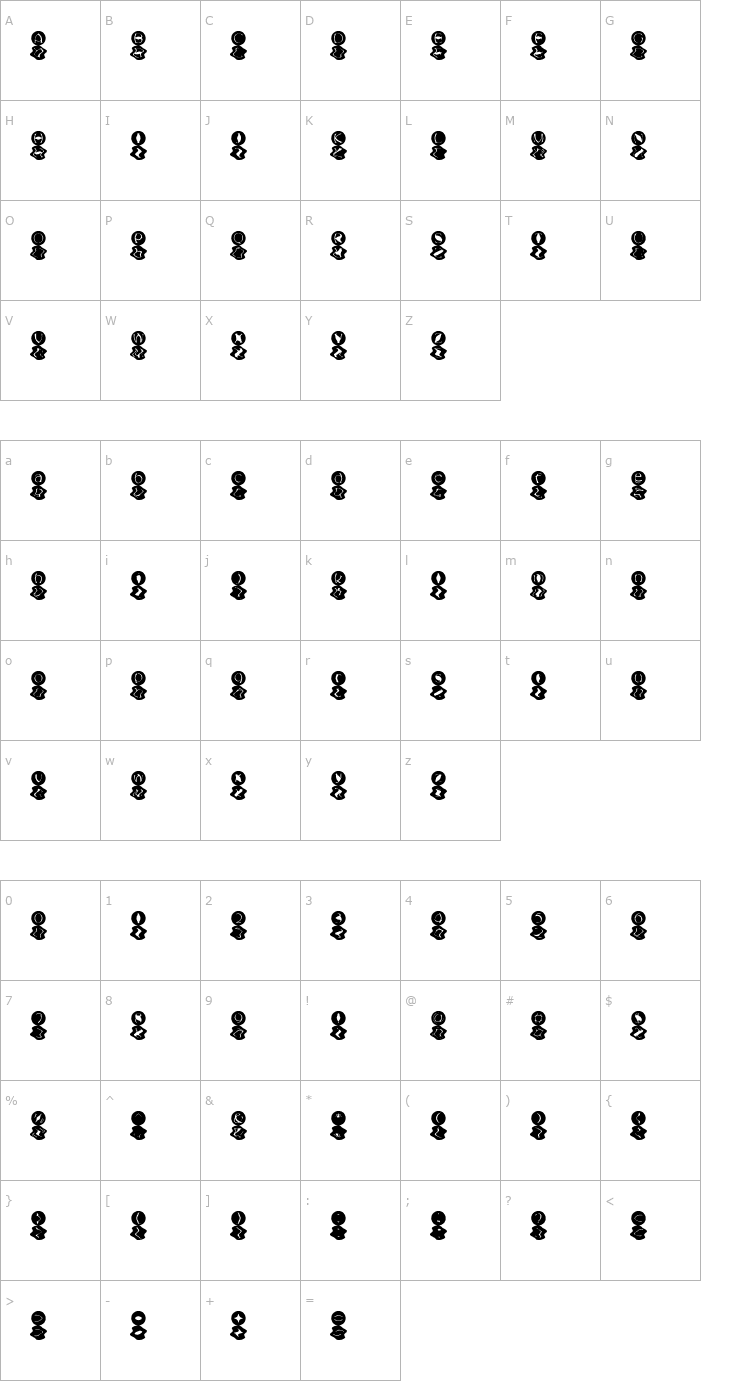 Character Map mashy Bong & Gossip Font