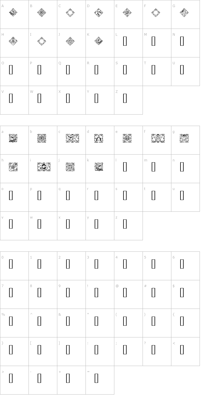 Character Map Masonic Font