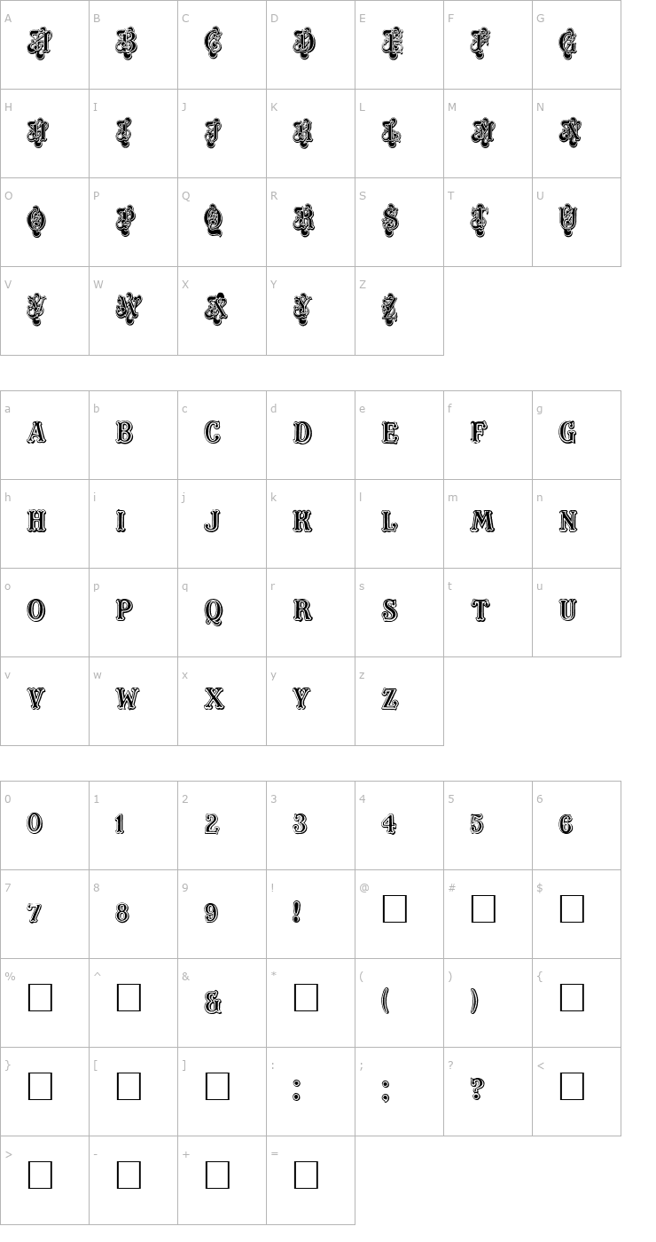 Character Map Masquerade Font