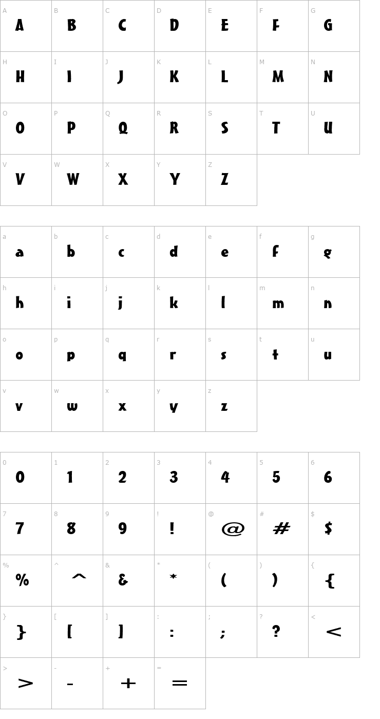 Character Map Massey Extended Normal Font