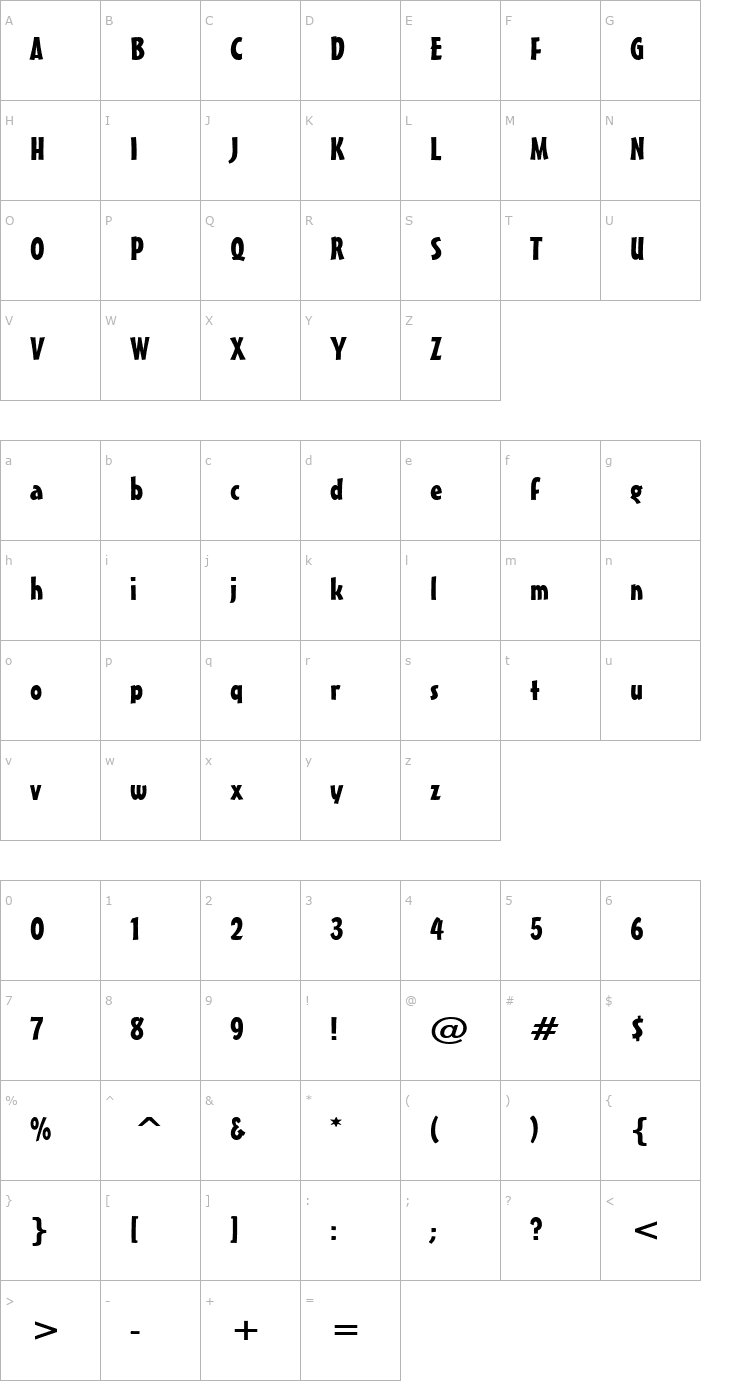 Character Map Massey Wide Normal Font