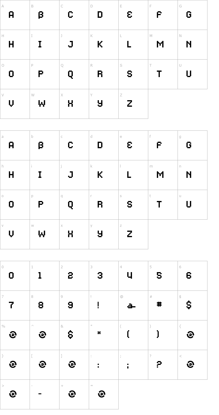 Character Map MassiveBlur Font