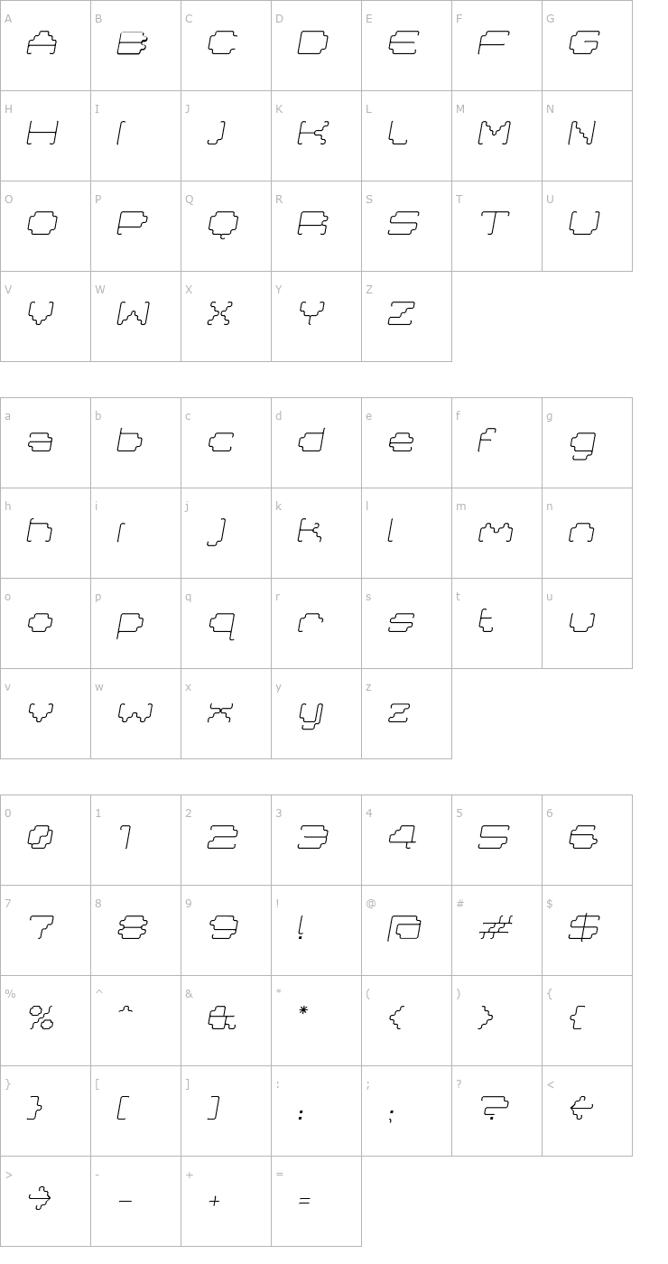 Character Map MastaLightItalic Font