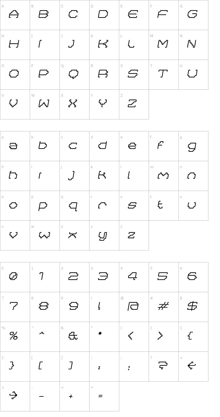 Character Map MastaRegularItalic Font