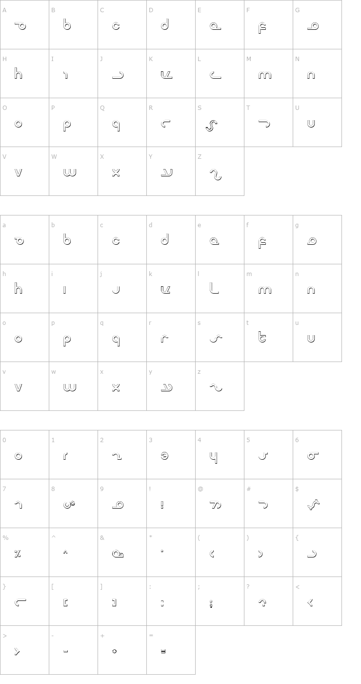 Character Map Masterdom Shadow Font