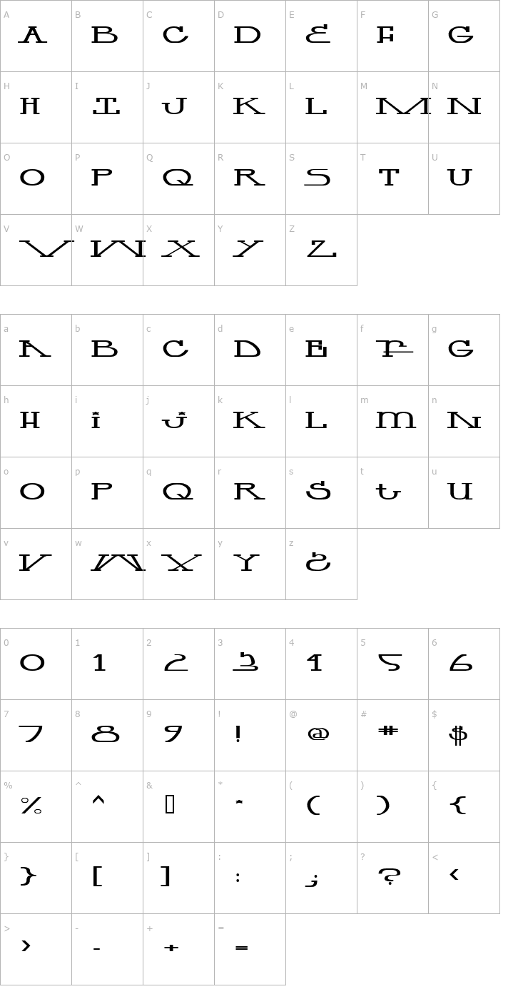 Character Map Mastillo Font