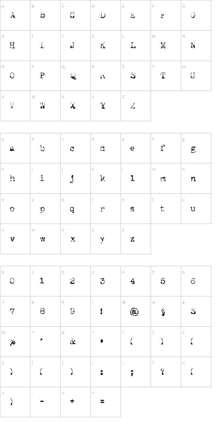 Character Map Maszyna Royal Light Font