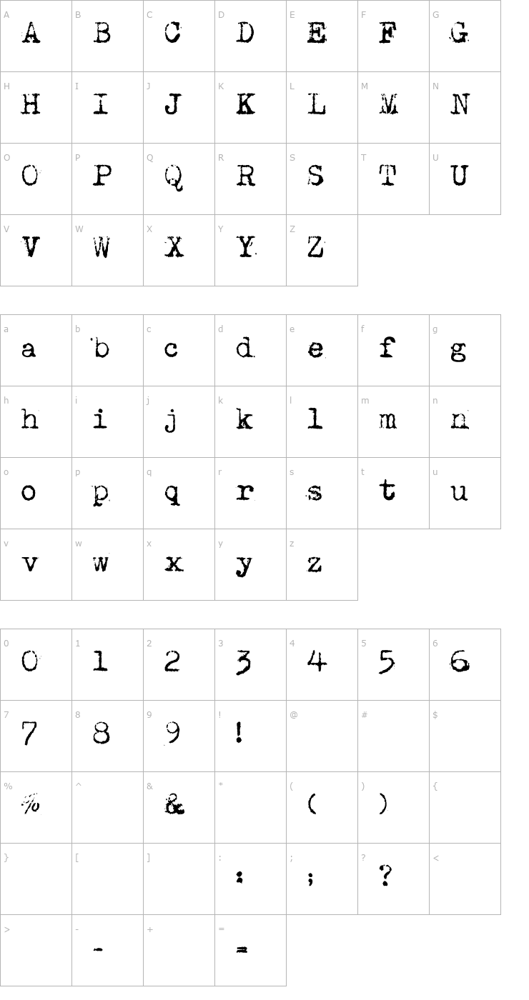 Character Map MaszynaAEG Font
