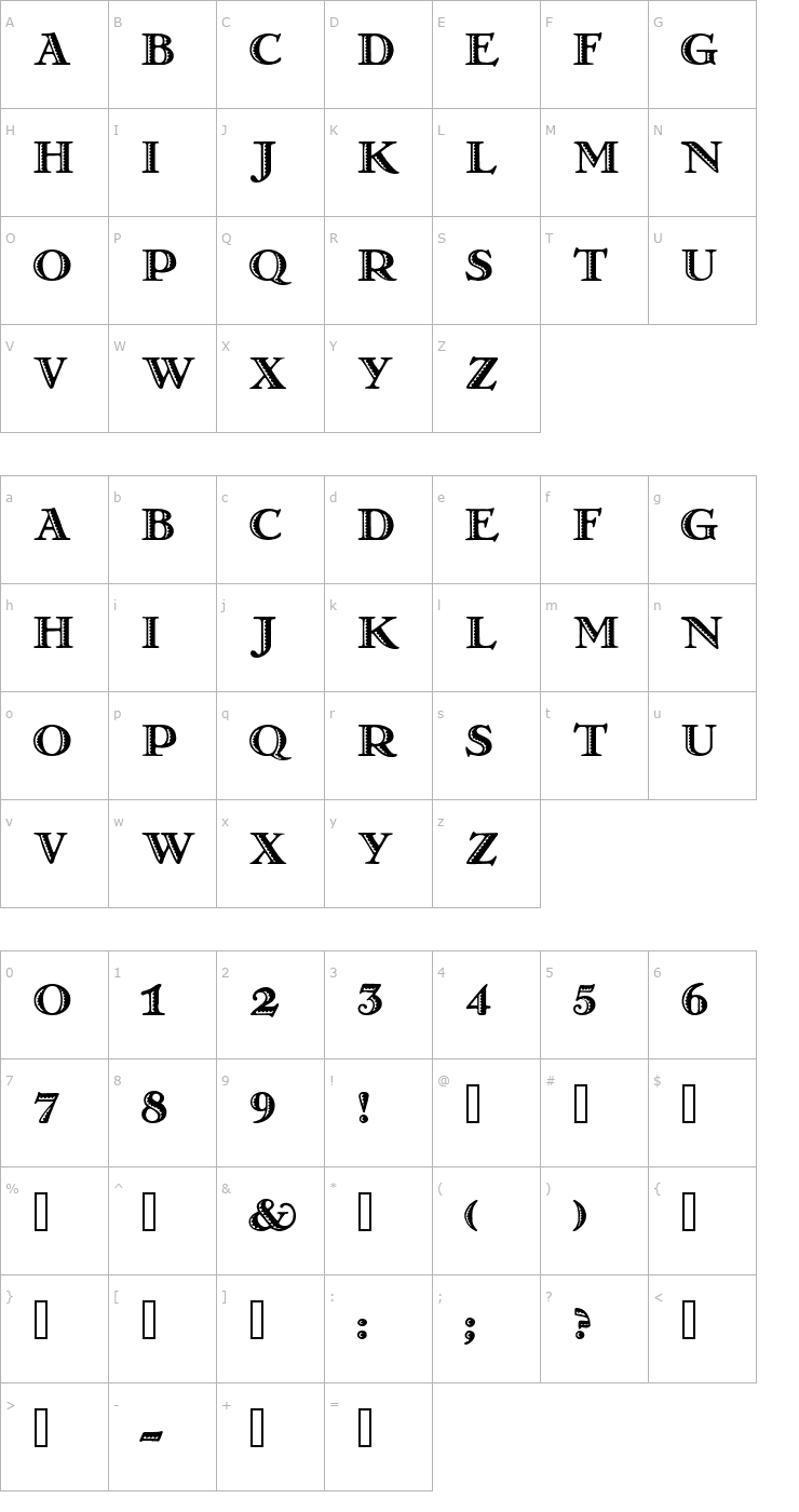Character Map Matador Font