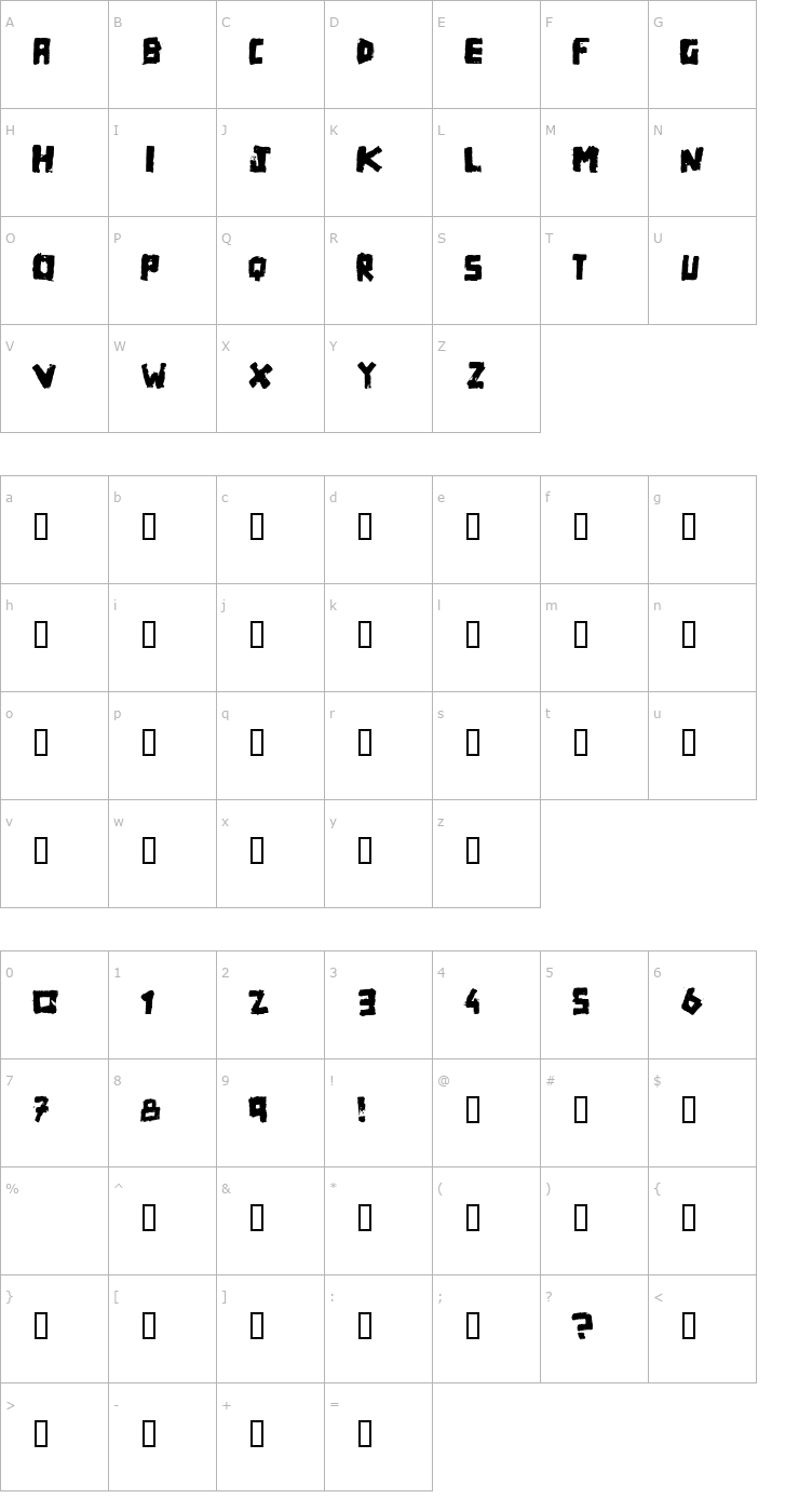 Character Map Matchbox Font