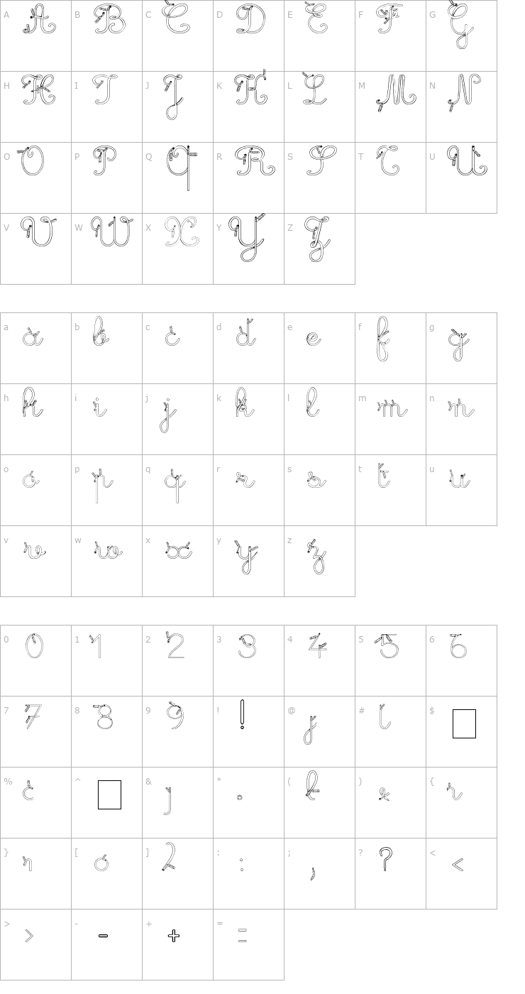 Character Map Maternellecolor Creuse Font