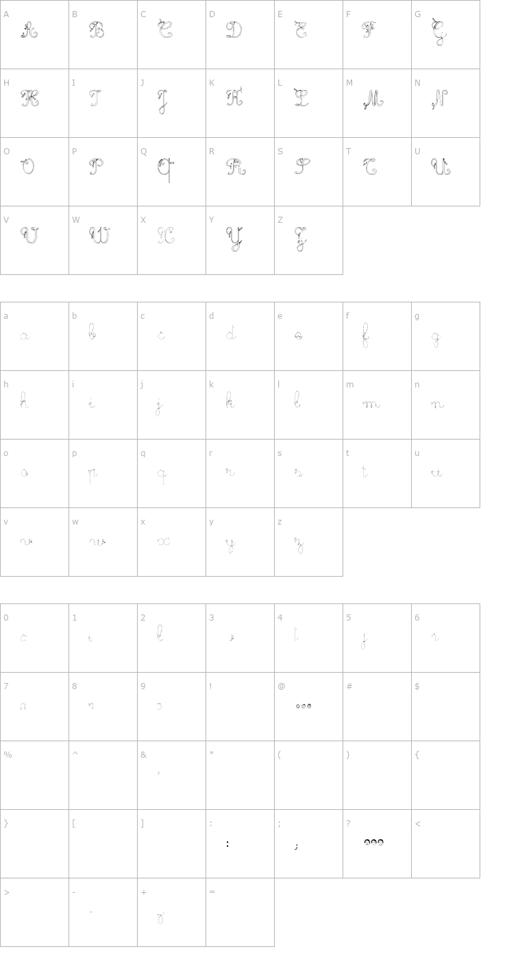 Character Map Maternellecolor Trace Cursive Font