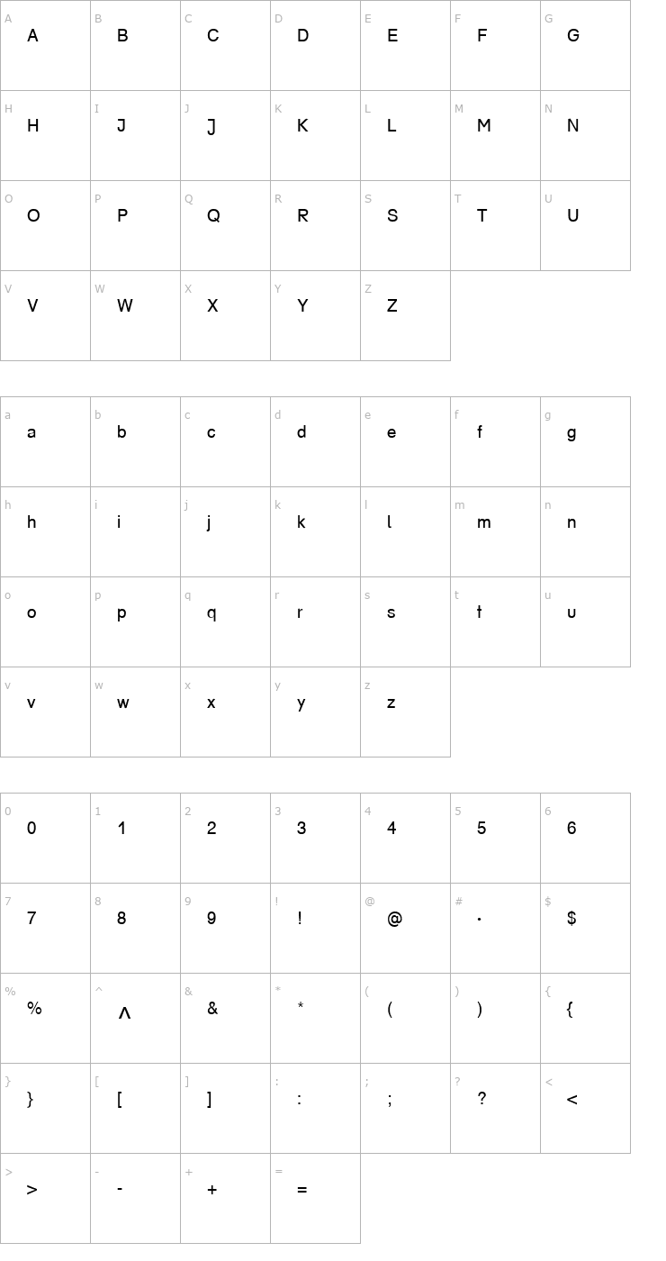 Character Map MathHigh Becker Font