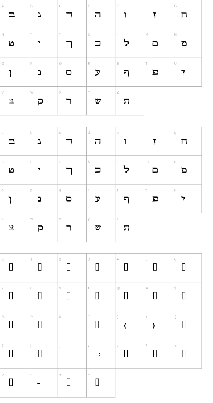 Character Map MatozohSSK Bold Font