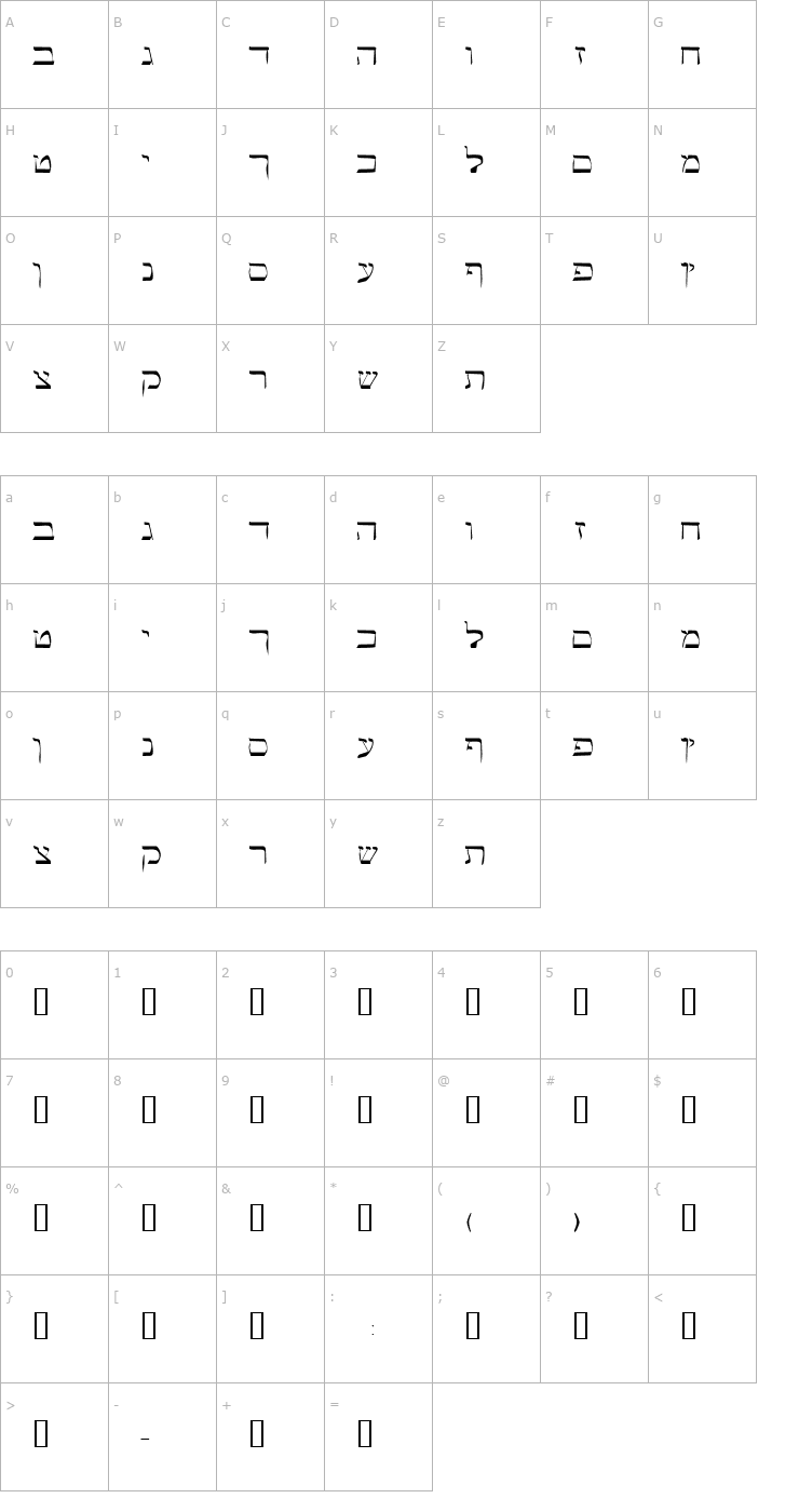 Character Map MatozohSSK Font