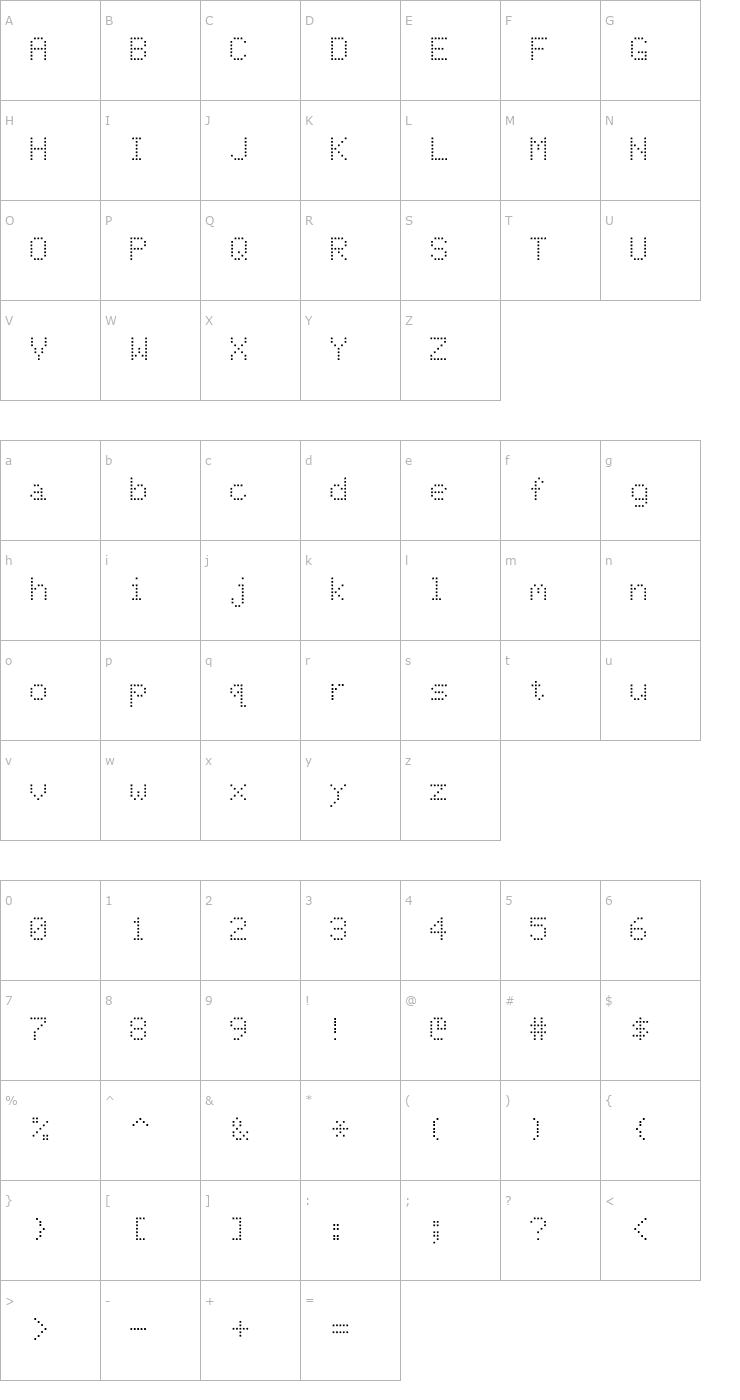 Character Map MatrixSSK Font
