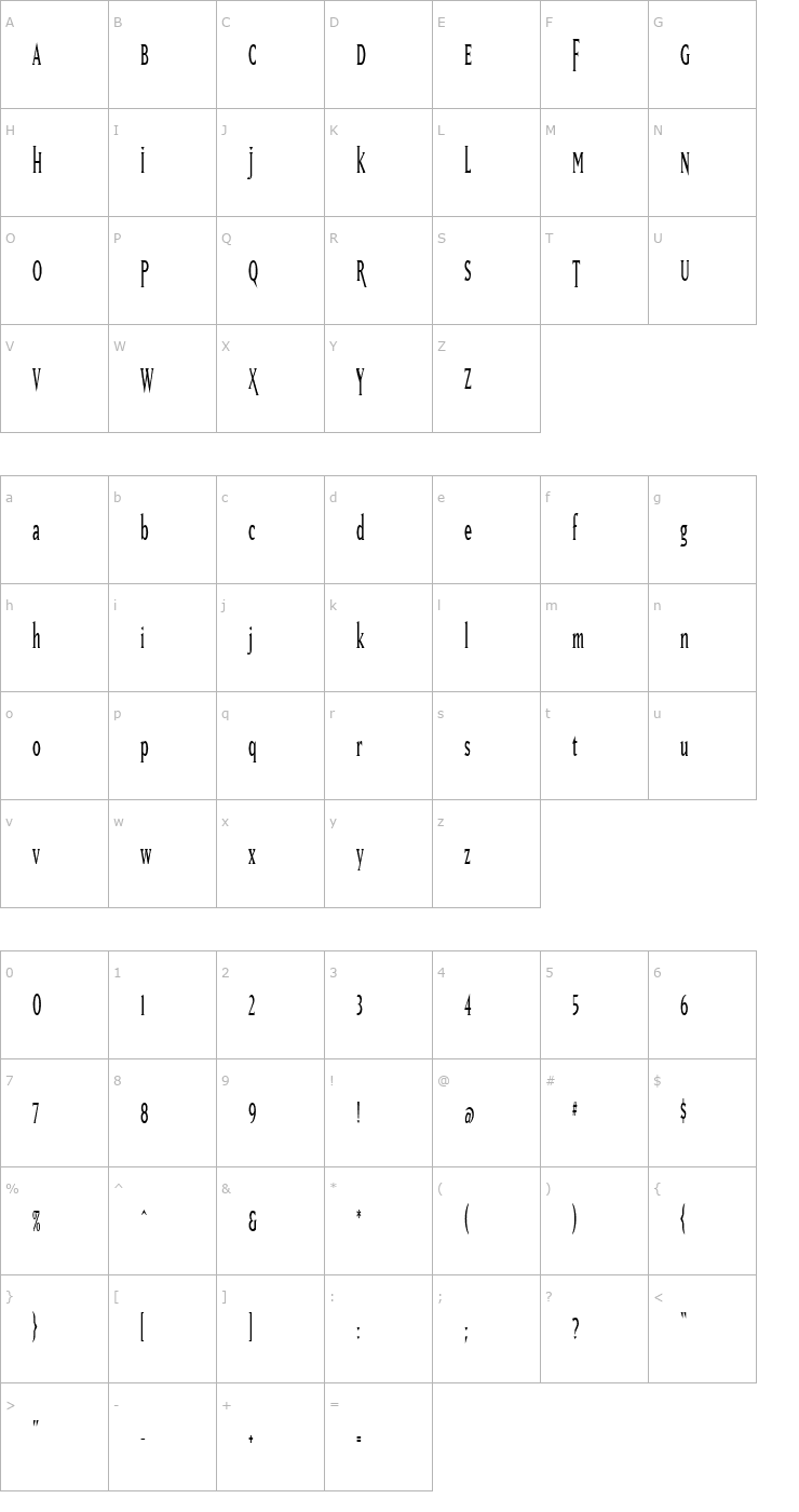 Character Map MatrixTall Font