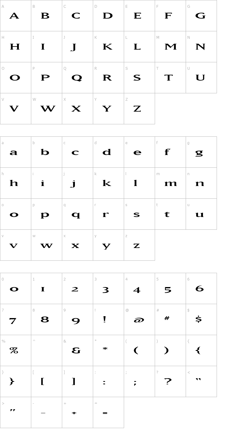 Character Map MatrixWide Font