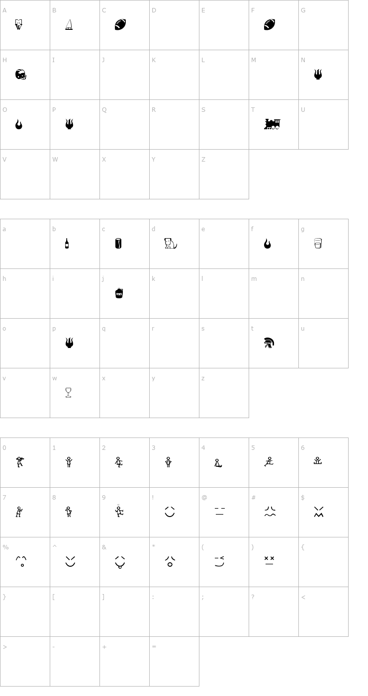 Character Map Mattbats Font